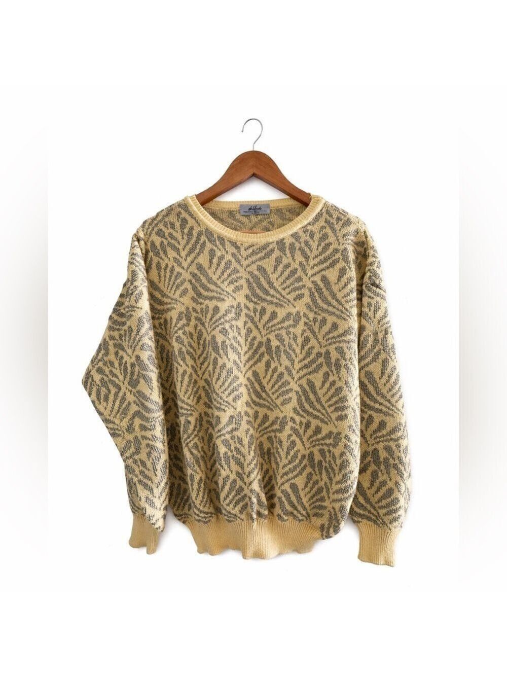 90s Italian Botanical Knit Sweater Made in Italy Large